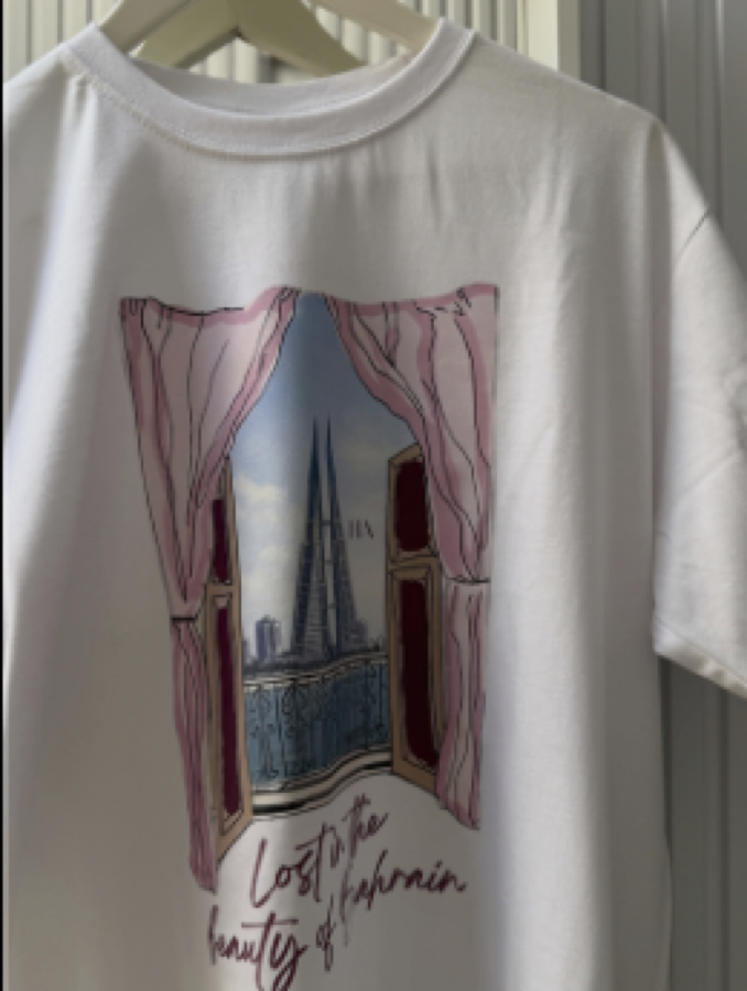 Bahrain skyline illustrated white T-shirt